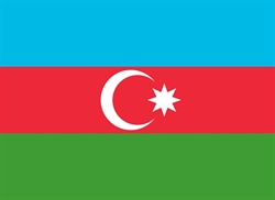 [ai] The national flag of Azerbaijan, featuring three horizontal stripes: blue at the top, red in the middle with a white crescent and star, and green at the bottom.