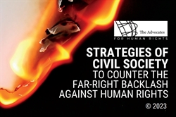 [ai] A graphic featuring a fiery background with the text: 'Strategies of Civil Society to Counter the Far-Right Backlash Against Human Rights' and the logo of 'The Advocates for Human Rights', Â© 2023.