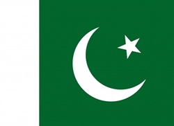 [ai] The flag of Pakistan featuring a green background with a white crescent moon and a five-pointed star on the right side, and a white vertical stripe on the left.
