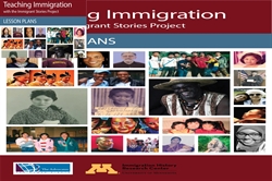 [ai] A collage of diverse individuals featured in an educational resource titled 'Teaching Immigration with the Immigrant Stories Project.' The layout includes images of various people and educational logos.