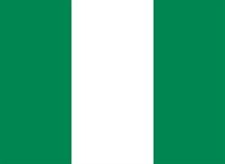 [ai] The flag of Nigeria featuring three vertical stripes: two green stripes on the sides and a white stripe in the center.
